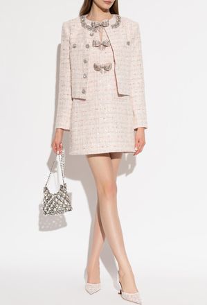 Self Portrait Tweed Dress With Shimmering Sequins, Womens, Pink