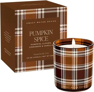 Sweet Water Decor Premium Boxed Fall Candle in Pumpkin Spice - Plaid Jar at Nordstrom