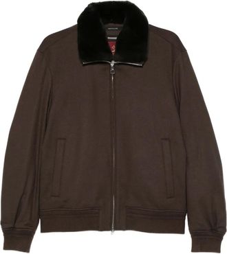 Montecore Giacca con collo a contrasto e zip - Marrone