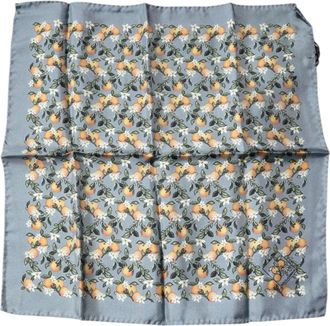 Dolce & Gabbana Mens Gray Oranges Silk Square Handkerchief Scarf