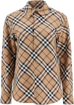 Burberry House Check Katoenen Poplin Shirt - Dames - Overhemden - Bruin - 2XS - Katoen - Overhemden