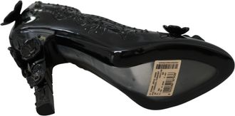 Dolce & Gabbana Black Floral Crystal CINDERELLA Heels Womens Shoes