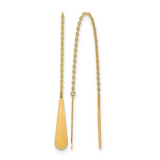 Diamond2Deal 14K Yellow Gold Tear Drop Threader Drop Dangle Earrings