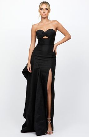 Bariano Rain Strapless Cut Out Gown in Black at Nordstrom, Size 12