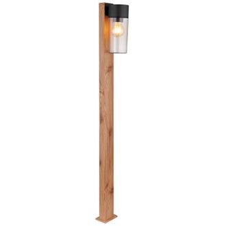 Netlighting Etsi Outdoor Bollard Wood Look Dark IP44 Smoke Glass Shade 1x E27 in Brown