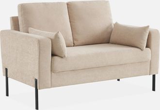 Sweeek Sweeek - Sof&aacute; De Pana Con Patas De Metal De 2 Plazas, Bjorn, Beige, 130x79x69 Cm