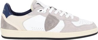 Philippe Model Pigalle Leather and Suede Blue Heel Sneakers