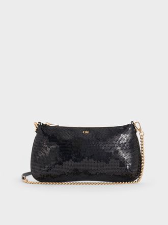 Charles & Keith Sequin Mesh & Leather Shoulder Bag