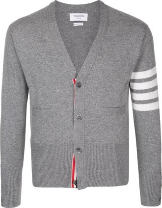 Thom Browne Cashmere Cardigan - Heren - Cashmere truien - Grijs - L - Kasjmier - Truien & Vesten