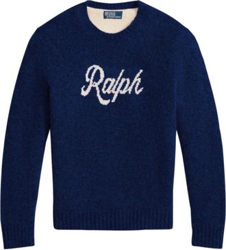 Ralph Lauren Round-neck Knitwear, male, Blue, XL, Jumper Ralph Lauren