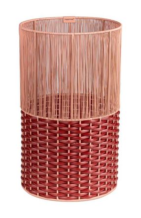 Happimess Harper Modern 2-Tone Faux Wicker Cylinder Waste Basket in Pink/red at Nordstrom