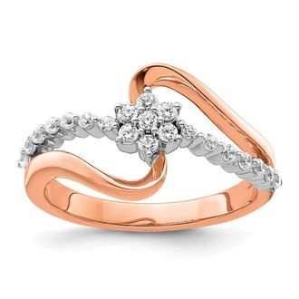 Diamond2Deal 14k Two-tone Lab Grown Diamond Wedding Band Ring 0.33Ct Clarity- VS Color- G-H