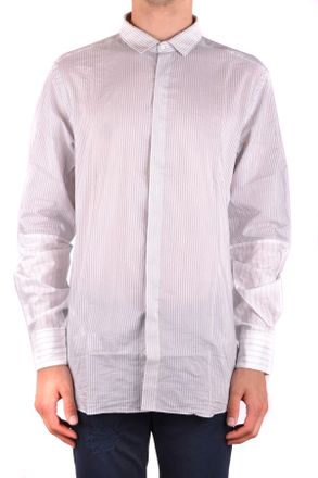 Neil Barrett Mens Striped Long Sleeve Shirt - White Cotton - Size EU 40 (Mens)