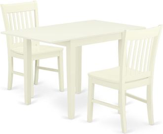 East West Furniture Dining Room Set Linen White, NDNO3-LWH-W
