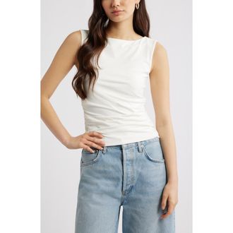 Open Edit Boat Neck Sleeveless Top in Ivory at Nordstrom, Size Xx-Small