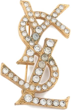 Saint Laurent 1980-1990s YSL-plaque brooch - Gold