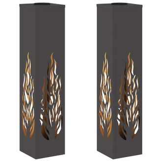 vidaXL Luz De Camino Led Solar 2 Pcs Negro Acero Laminado En Fr&iacute;o Vidaxl