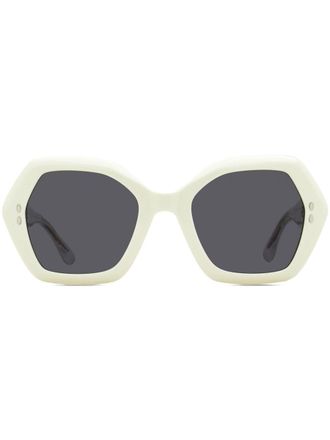 Isabel Marant Zonnebril met geometrisch montuur - Wit