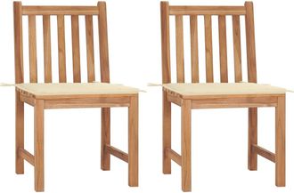 vidaXL Sillas De Jard&iacute;n 2 Unidades Madera Maciza De Teca Con Cojines Vidaxl