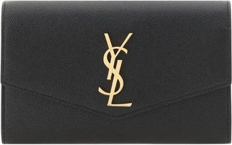 Saint Laurent Gewatteerde Ketting Portemonnee met Kwastje - Dames - Portefeuilles - Zwart - ONE Size - Leer - Accessoires