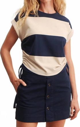 Sanctuary All Day Ruched Tee In Navy Blazer/dark Opal Rugby