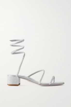 Rene Caovilla Sandali In Raso Con Cristalli Cleo - Argento