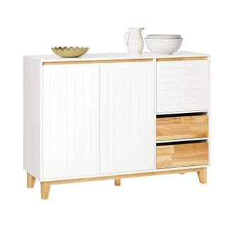 SoBuy Aparador De Cocina Recibidor Buffet Para Entrada Sal&oacute;n Comedor Con 3 Puertas Y 2 Cajones 120 X 40 X 90 Cm Blanco Fsb75-wn Sobuy Es