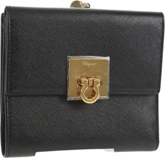 Ferragamo Pre-owned Wallets, female, Black, Size: ONE SIZE Pre-owned Leather Wallet
