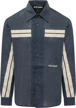 Palm Angels Navy Blue Regular Stripes Shirt