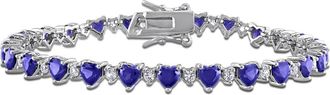 Delmar Heart Cut Lab Created Blue Sapphire & White Sapphire Tennis Bracelet at Nordstrom Rack