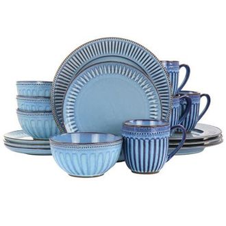 Gibson Home Mendocino 16 Piece Stoneware Dinnerware Set in Blue at Nordstrom