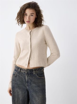 Twik Womens Boxy crew-neck Cardigan Sweater