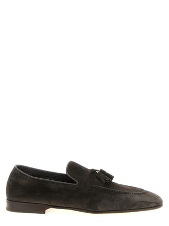 Brunello Cucinelli Gray Calfskin Slip-On Mens Loafers