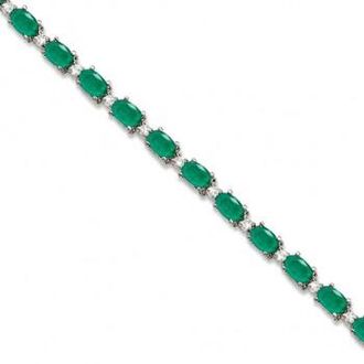 Allurez Lab Emerald & Lab Grown Diamond Tennis Bracelet 14k White Gold (12.00ct)