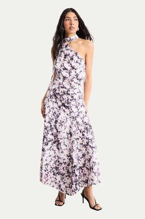 Warehouse Scarf Tie Asymmetric Maxi Dress in Multi at Nordstrom, Size 14