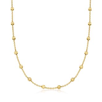 Ross-Simons Italian 18kt Gold Over Sterling Moon-Cut Bead Station Necklace