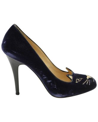 Charlotte Olympia Womens Velvet Kitty Pump (Authentic Pre-Loved)