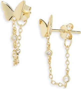 Argento Vivo Butterfly Chain Front/Back Earrings in Gold at Nordstrom Rack