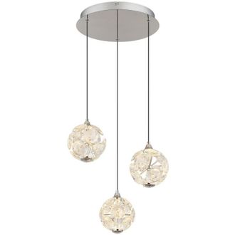 Globo Lighting Globo Virina Lampada a sospensione a grappolo con cristalli K9 cromati, 3 LED 3000K