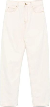 Darkpark Relaxed Fit Tencel Katoenen Gevoerde Broek - Dames - Loose Fit Jeans - Beige - W24 - Katoen - Jeans