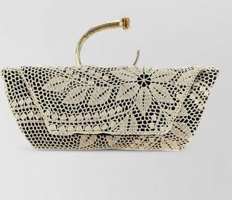 Magda Butrym rose silk crochet mini clutch bag