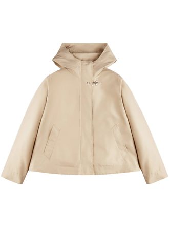 Fay Boxy Cropped High Collar Hooded Jacket