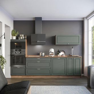 Vicco Cucina Componibile Fame-line, Verde-oro Rustico/rovere Dorato, 280 Cm Senza Piano Di Lavoro, Vicco