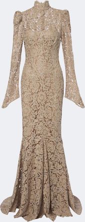 De La Vali Votiva lace lam&eacute; gown