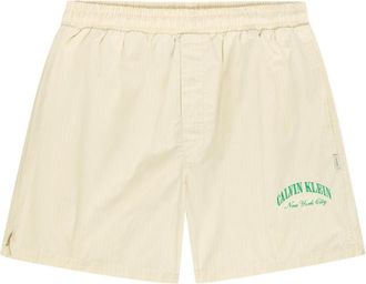Calvin Klein Logo-embroidered Pinstriped Cotton Shorts - White - XL