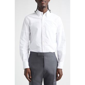 Thom Browne Cotton Oxford Armband Button-Down Shirt in White at Nordstrom, Size 2