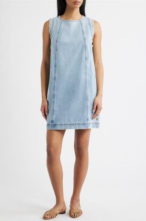 FRNCH Vito Scallop Sleeveless Shift Dress in Bleu Jean at Nordstrom, Size X-Small