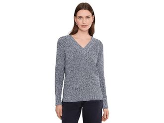 Nic+Zoe V-neck Shaker Stitch Sweater Womens Clothing Indigo Mix : 2XL, Cotton/Polyester