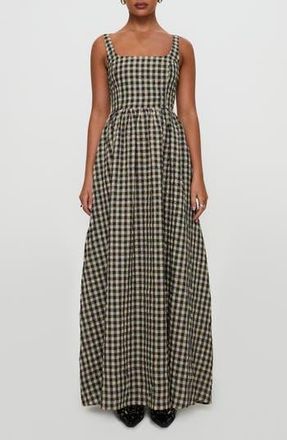 Princess Polly Cartmel Gingham Check Maxi Dress in Black at Nordstrom Rack, Size 4