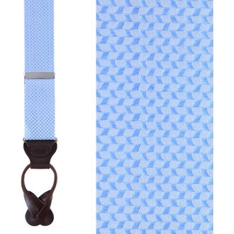 Trafalgar Store Gamma Geometric Pattern Silk Button End Suspenders in Light Blue at Nordstrom